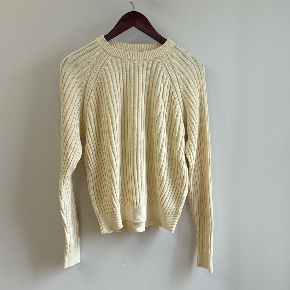 Frank & Oak Women's Cream Ribbed Knit Sweater